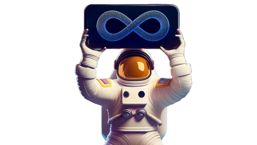 Astronaute tenant le symbole de l’infini d’Infinite Concept Digital