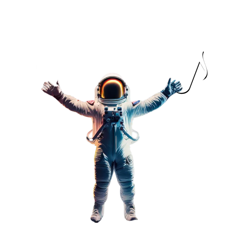 Astronaute sous les logos des réseaux sociaux