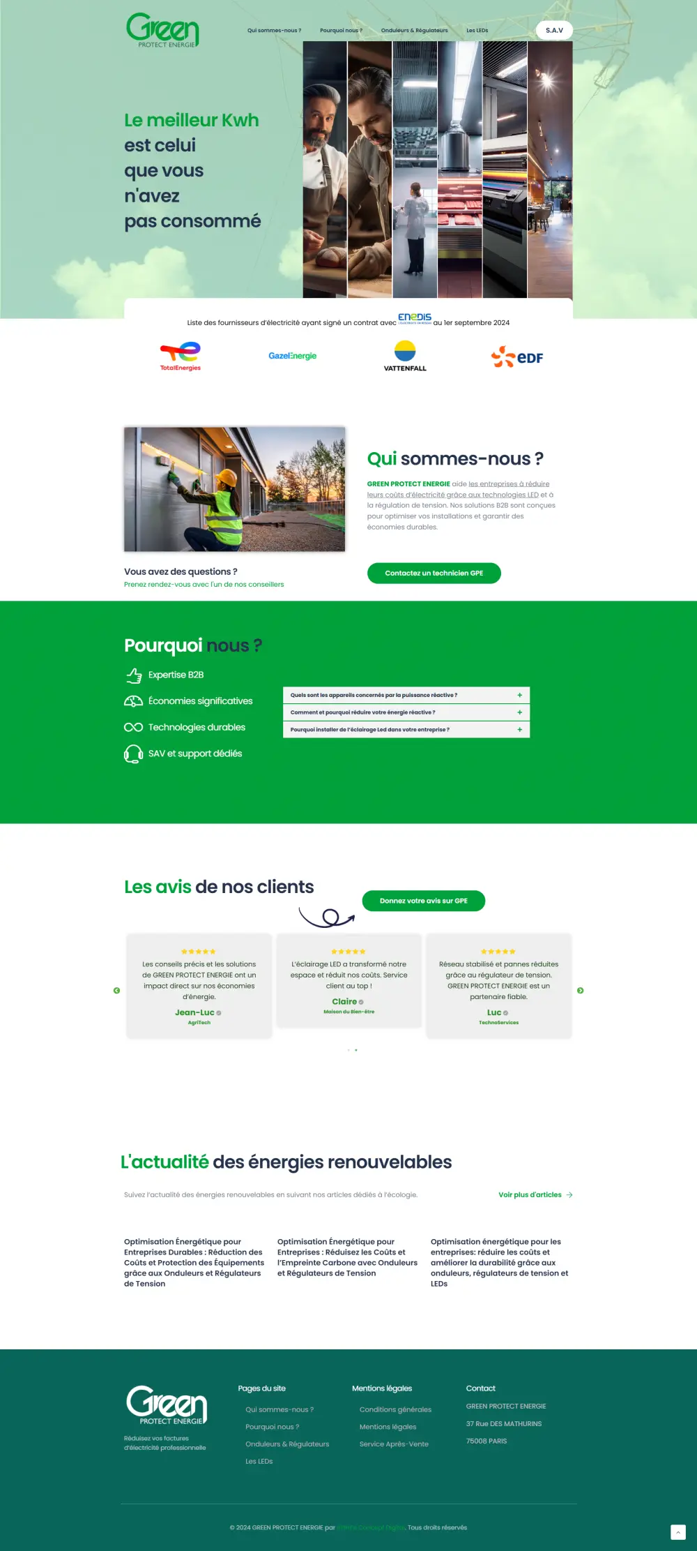 Capture complète du site Green Protect Énergie